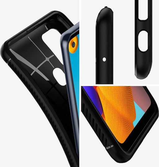 Spigen Rugged Armor Задна корица Силикон 2мм Черен (Galaxy A21s)