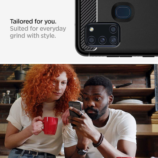 Spigen Rugged Armor Задна корица Силикон 2мм Черен (Galaxy A21s)