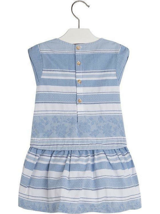 Mayoral Kids Dress Striped Sleeveless Light Blue