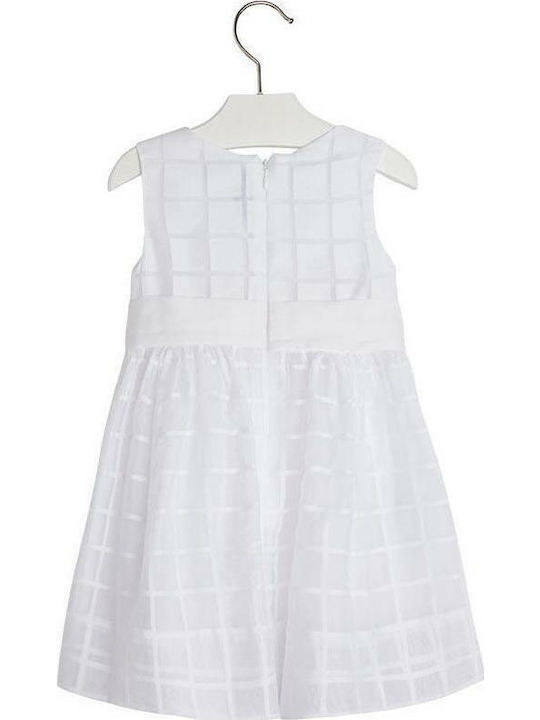 Mayoral Kids Dress Checked Sleeveless White