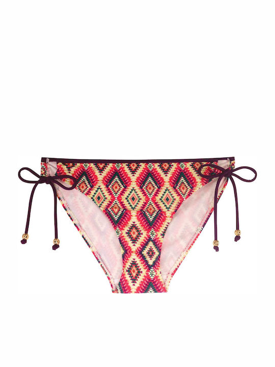 Bikini Slip με Κορδονάκια Φούξια