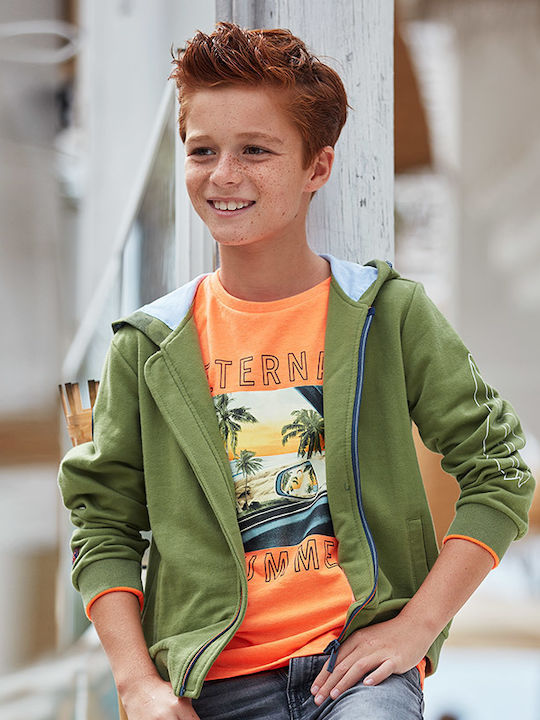 Kids Sweatshirt Cardigan with Hood and Pockets Khaki