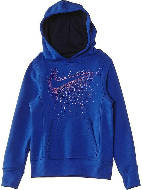 Nike Kids Sweatshirt with Hood and Pockets Blue Graphic Hoodie