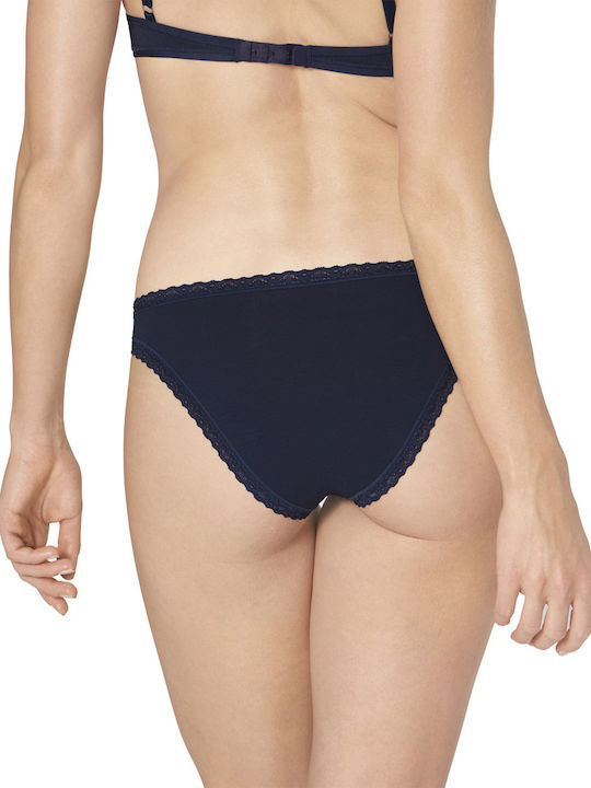 24/7 Weekend Tanga Βαμβακερά Women's Slip 3Pack with Lace Blue/Yellow