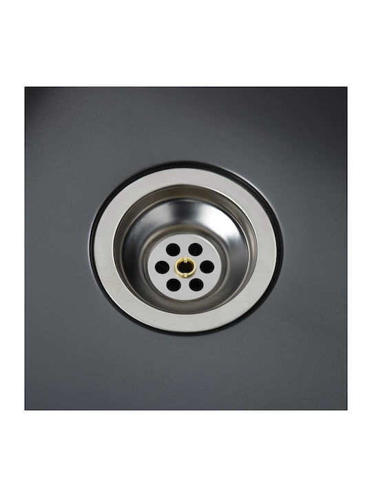 vidaXL Drop-In Sink Inox Brushed W111.5xD44cm Black