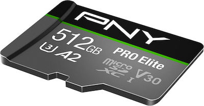 PNY Pro Elite microSDXC 512GB Class 10 U3 V30 A2 UHS-I with Adapter