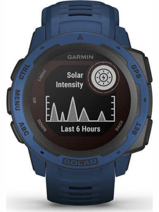 Garmin Instinct Solar 45mm Αδιάβροχο Smartwatch με Παλμογράφο (Tidal Blue)