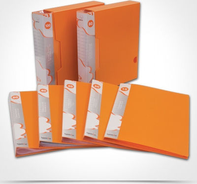 Typotrust Clipboard Flexible with 80 plastic sleeves Slides for Paper A4 Orange 1pcs