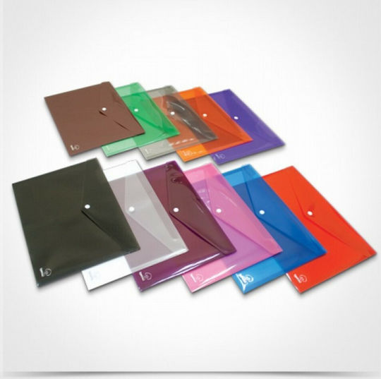 Typotrust Folder Transparent with Button for Paper A4 Brown 10pcs