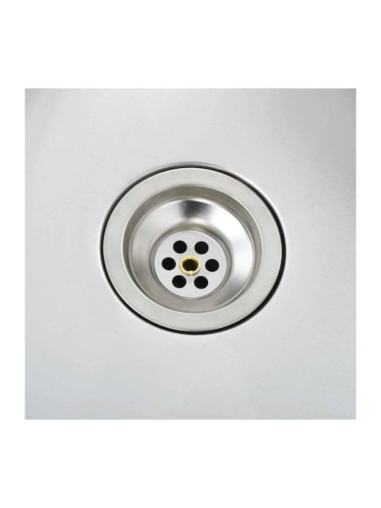 vidaXL Drop-In Sink Left Inox Brushed W87xD44cm Silver