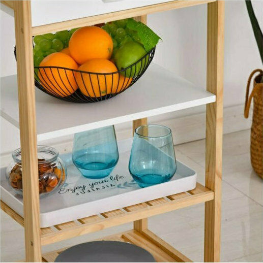 HomCom Τρόλεϊ Κουζίνας Ξύλινο 4 Θέσεων Καφέ 40x30x76cm