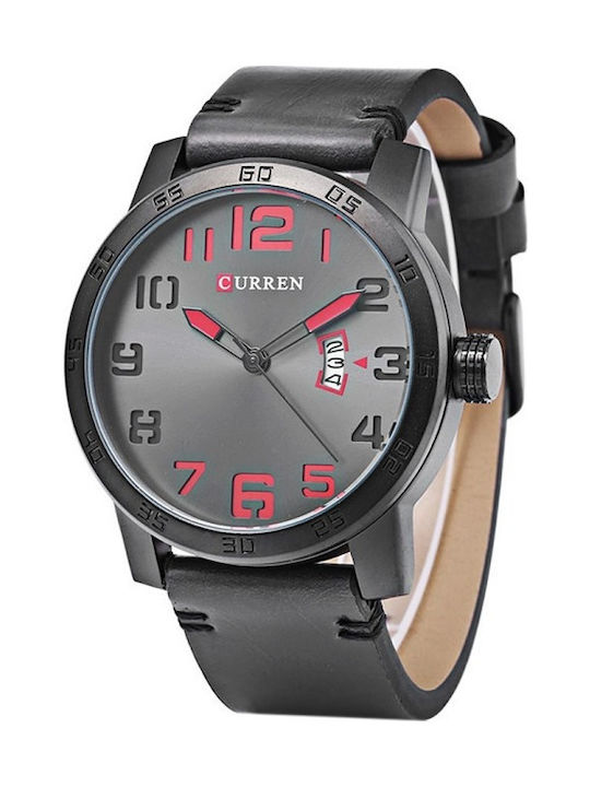 Curren Watch Battery with Gray Leather Strap