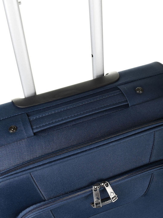 Diplomat Cabin Travel Suitcase Fabric Blue with 2 Wheels Height 55cm ZC980