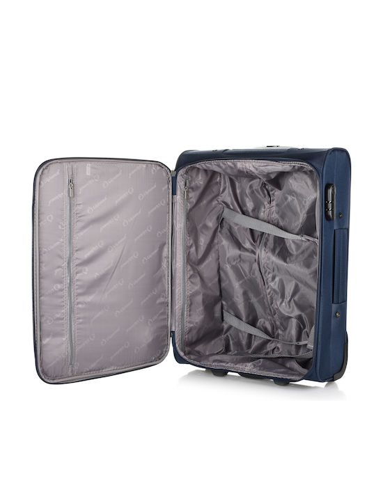 Diplomat Cabin Travel Suitcase Fabric Blue with 2 Wheels Height 55cm ZC980