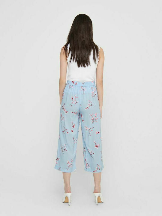 Only Women's High-waisted Fabric Trousers Floral Cashmere Blue