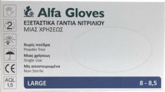 Karabinis Medical Alfa Gloves Examination Nitrile Gloves Without Powder Nitrile Examination Gloves Powder Free Blue 100pcs