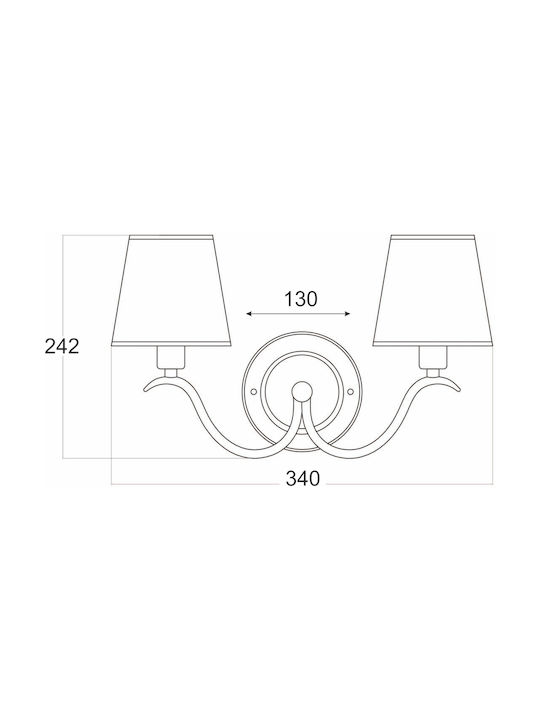 Aca Classic Lamp Wall with Socket E14 White 34cm