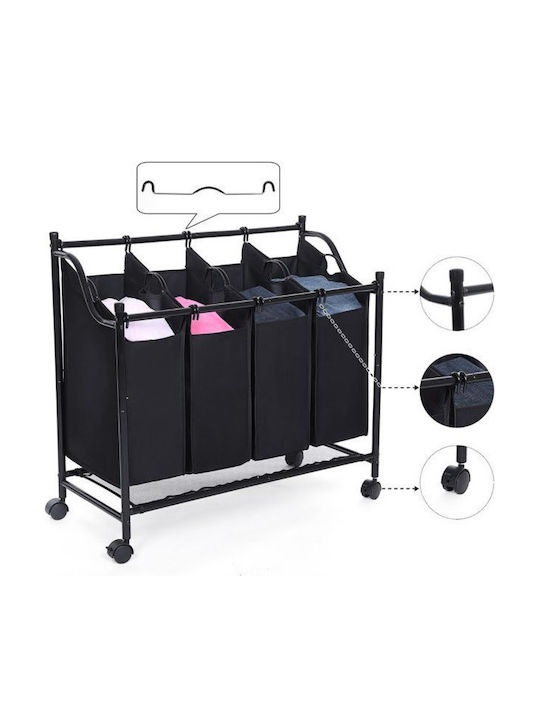 Songmics Coș De Rufe Metalic 35lt 87.5x38.5x81cm Negru