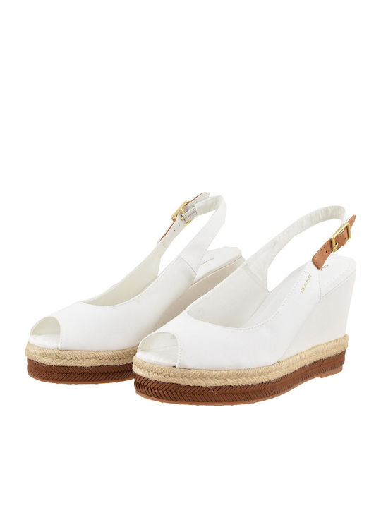 Gant Ivalice Women's Fabric Peep Toe Platforms White