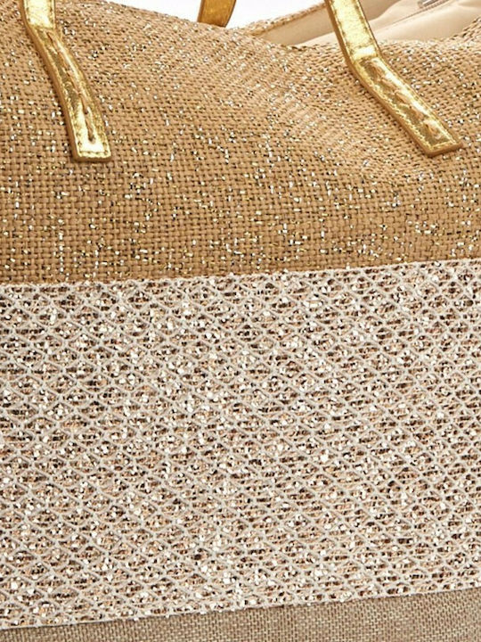 Verde Beach Bag Gold with Stripes