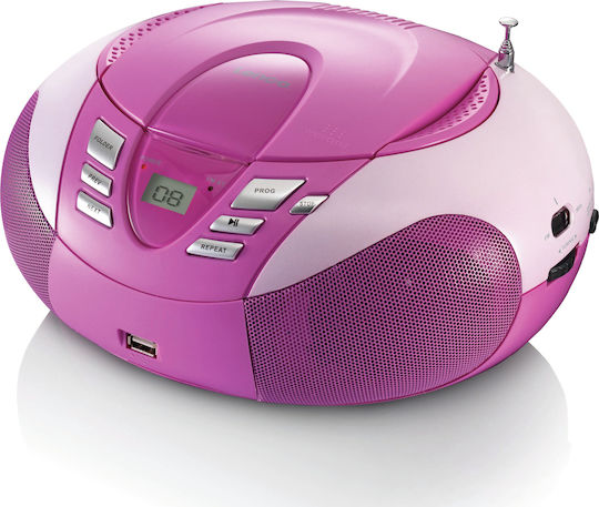 Lenco Φορητό Ηχοσύστημα με CD / MP3 / USB / Ραδιόφωνο Ροζ