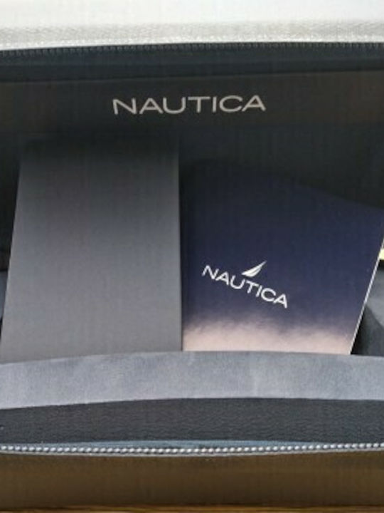 Nautica Glen Park Ανδρικό Ρολόι 46mm Μπαταρίας με Καφέ Δερμάτινο Λουράκι