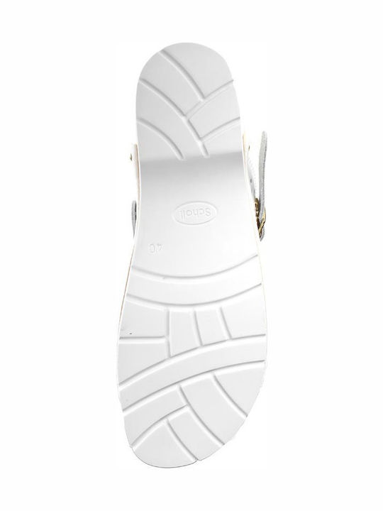 Scholl Super Comfort Leather Anatomic Clogs White