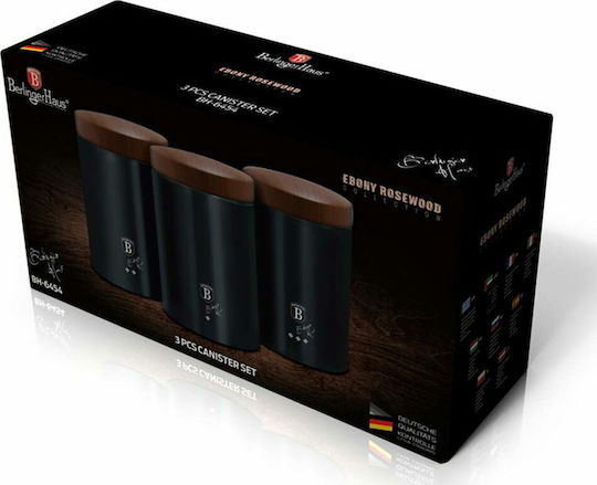 Berlinger Haus Ebony Rosewood Collection Set 3buc Borcane pentru Maro / Zahăr / Ceai cu capac din Oțel Inoxidabil Negru 11x11x17.8cm Berlinger Haus Ebony Rosewood Collection Set 3buc Borcane pentru Maro / Zahăr / Ceai cu capac din Oțel Inoxidabil Negru 11x11x17.8cm