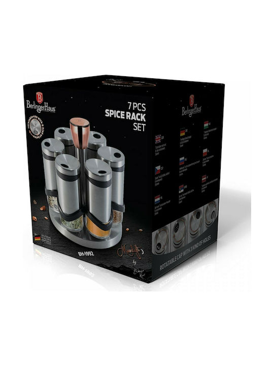 Berlinger Haus Inox Tabletop Rotating Spice Rack Moonlight Collection Silver 7pcs