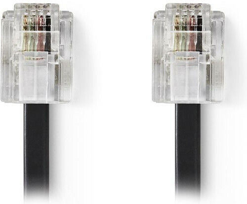 Nedis Τηλεφωνικό Καλώδιο RJ11 6P4C 2m Μαύρο (TCGP90200BK20)