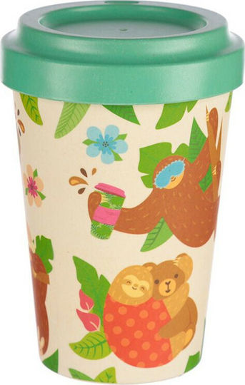 Puckator ust Hanging Around Sloth Cană Bambus cu Capac Verde 400ml 1buc