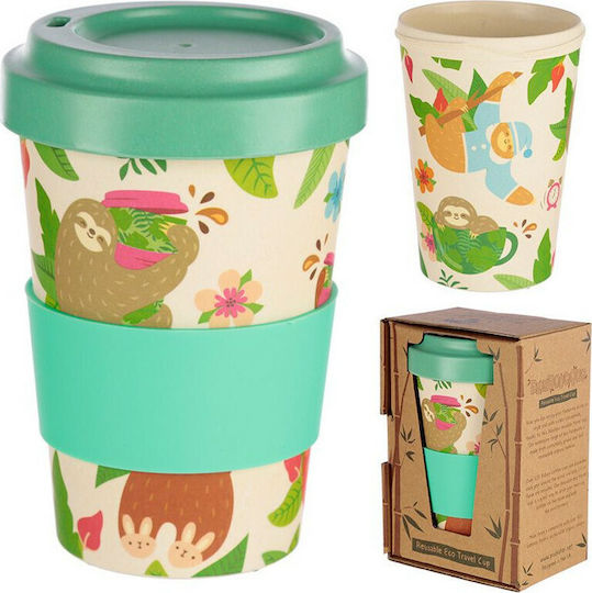Puckator ust Hanging Around Sloth Cană Bambus cu Capac Verde 400ml 1buc