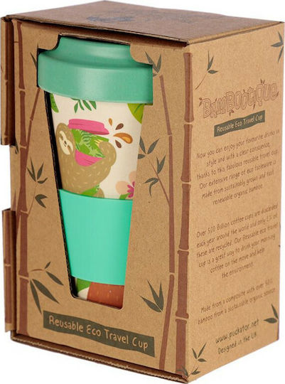 Puckator ust Hanging Around Sloth Cană Bambus cu Capac Verde 400ml 1buc