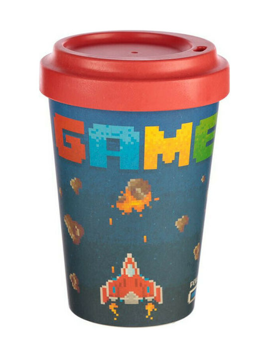 Puckator Game Over Κούπα Μπαμπού με Καπάκι Κόκκινη 400ml