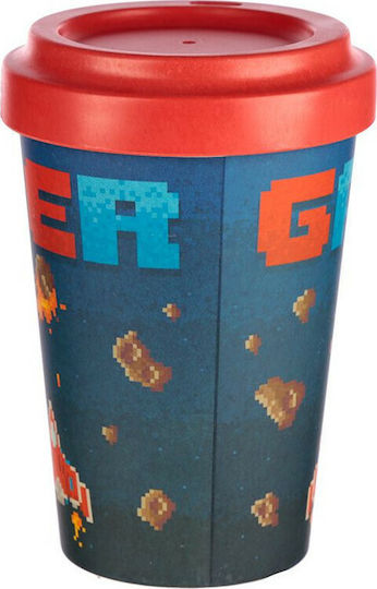 Puckator Game Over Mug Bamboo with Lid Red 400ml