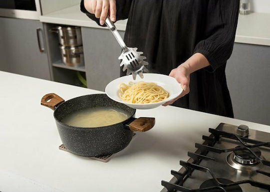 Nava Acer Deep Slotted Pasta Spoon Stainless Steel Gray 32.5cm