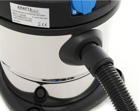 Kraft & Dele KD-483 Staubsauger Flüssigkeiten / Feststoffe 1200W mit Edelstahl Behälter 20Es