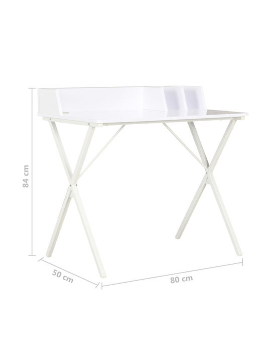 Secretary Desk Wooden White with Metal Legs 80x50x84cm