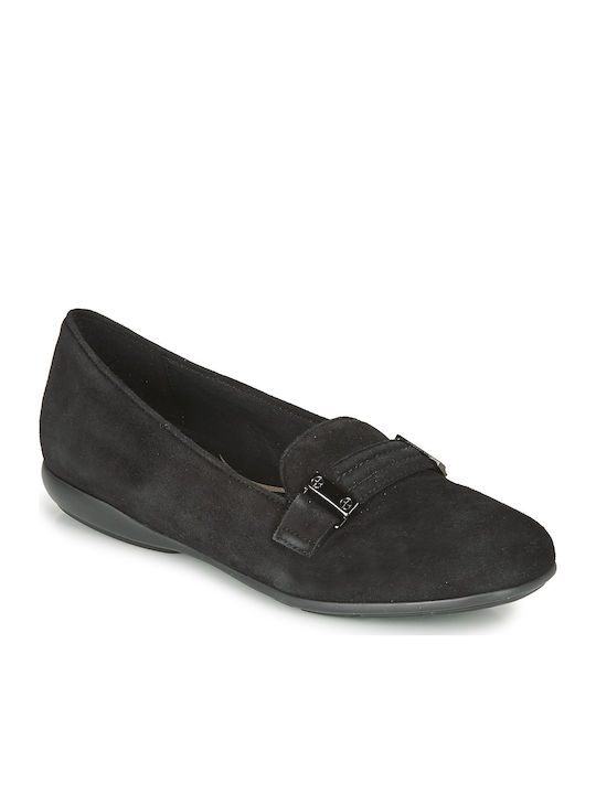 Geox Annytah Leather Women's Loafers in Black Color