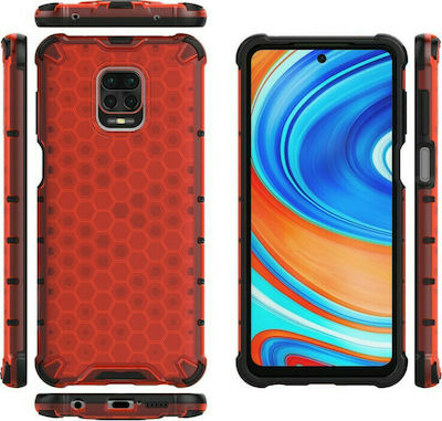 Hurtel Honeycomb Silicone Back Cover Red (Redmi Note 9S / 9 Pro / 9 Pro Max)