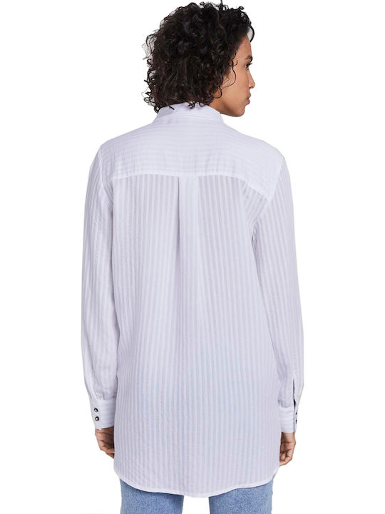 Tom Tailor Women's Striped Long Sleeve Shirt White