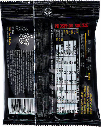 GHS Strings Set De 6 Corzi Pentru Chitară Acustică Fosfor Bronz 13 - 56 Standard Medium