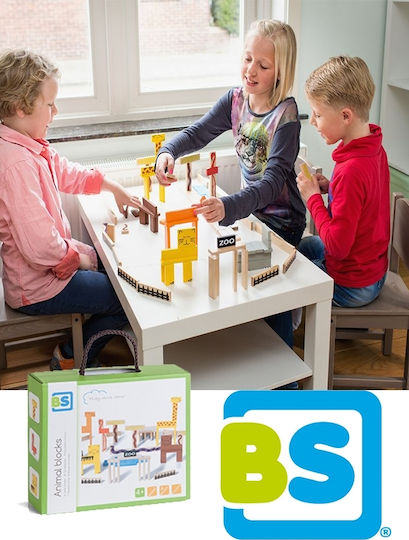 BS Toys Τουβλάκια Animal Ξύλινα για 4+ Ετών 84τμχ