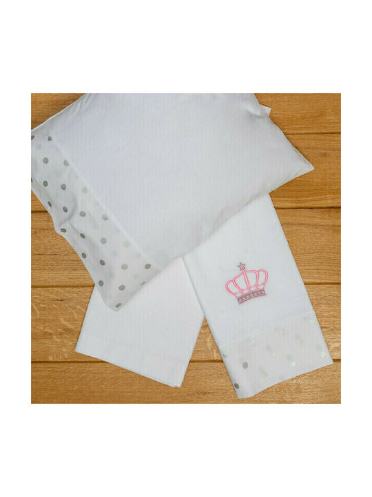 abo Queens Crown Baby Sheets Set Cradle Cotton Pink 75x100cm 3pcs M.8113.400