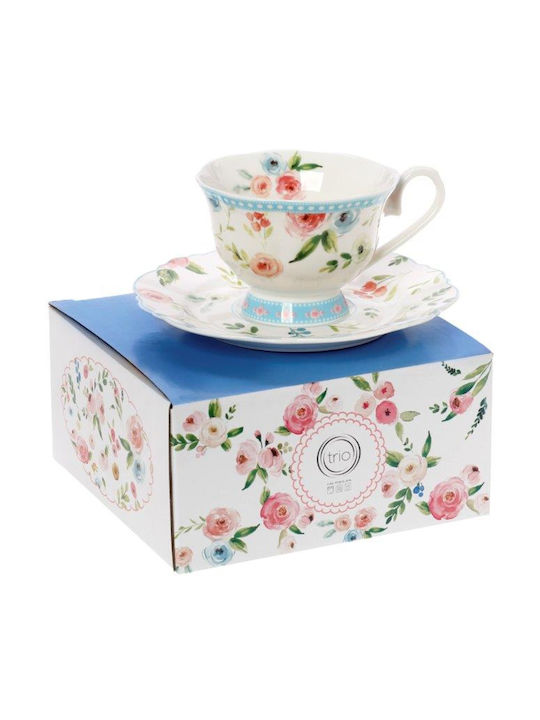 Cryspo Trio Primavera Porcelain Tea Cup Set 200ml Pink 10-