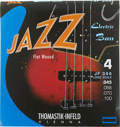 Thomastik Jazz Flat Wound Μονές Χορδές Pure Nickel Μπάσου 4τμχ 43" Medium