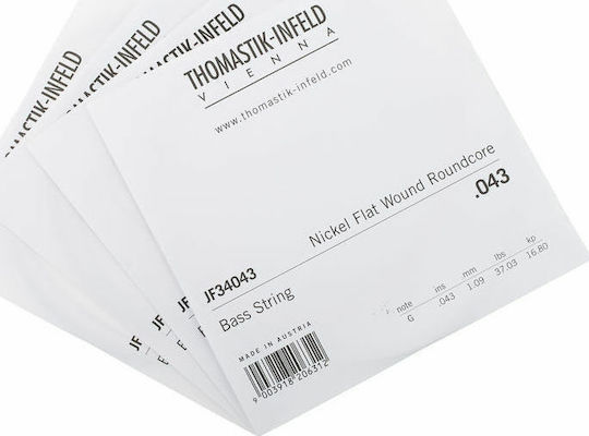 Thomastik Jazz Flat Wound Μονές Χορδές Pure Nickel Μπάσου 4τμχ 43" Medium