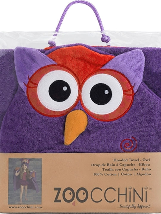 Zoocchini Βρεφική Κάπα-Μπουρνούζι με Κουκούλα Olive The Owl Μωβ 127x55εκ.