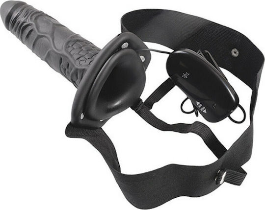 Toyz4lovers Hollow Vibrating Strap On Harness with Dildo 20.5cm and Vibration in Black Color