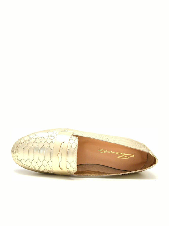 Damen Mokassins aus Leder in Gold Farbe